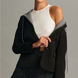 Maeve Anthropologie Black Blazer with Gray Accents